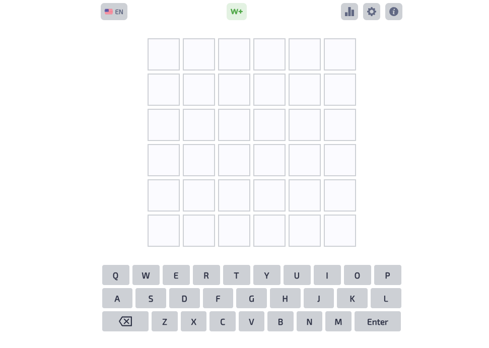Gameplay preview of Type, read the hints, and solve in Wordle 2 browser game from our arcade library collection showcase page